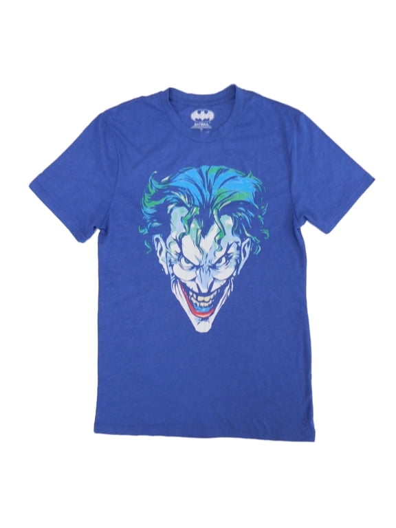 The Joker Mens Blue Evil Grin Graphic Tee T-Shirt S