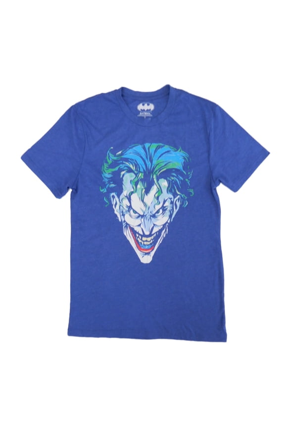 The Joker Mens Blue Evil Grin Graphic Tee T-Shirt S
