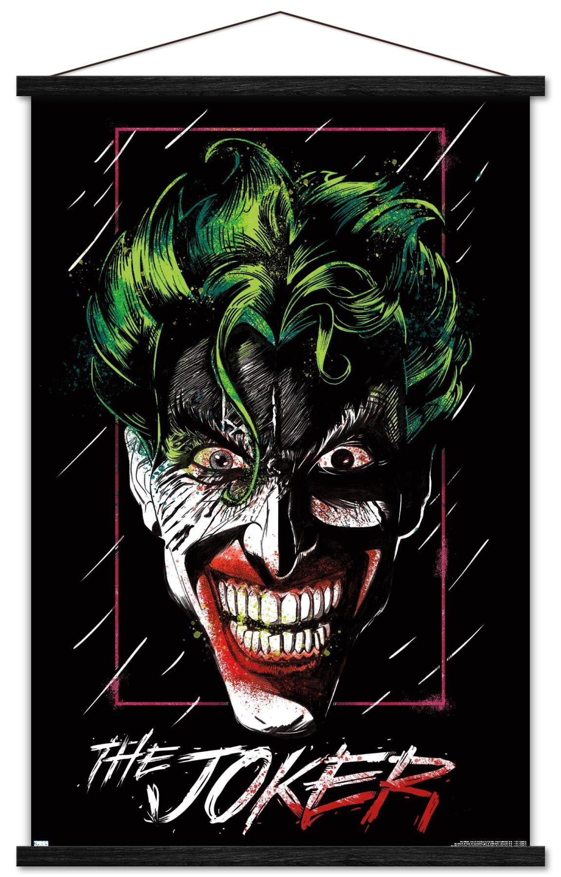 DC Comics - The Joker - Up Close Wall Poster with Wooden Magnetic Frame, 22.375" x 34"