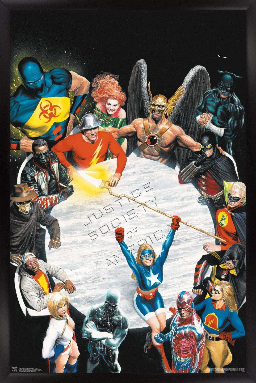 DC Comics - The Justice Society of America - Table Meeting Wall Poster, 14.725" x 22.375", Framed