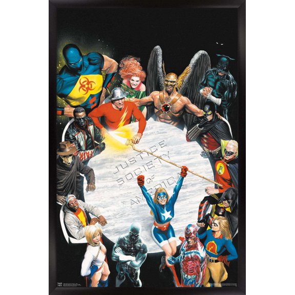 DC Comics - The Justice Society of America - Table Meeting Wall Poster, 14.725" x 22.375", Framed