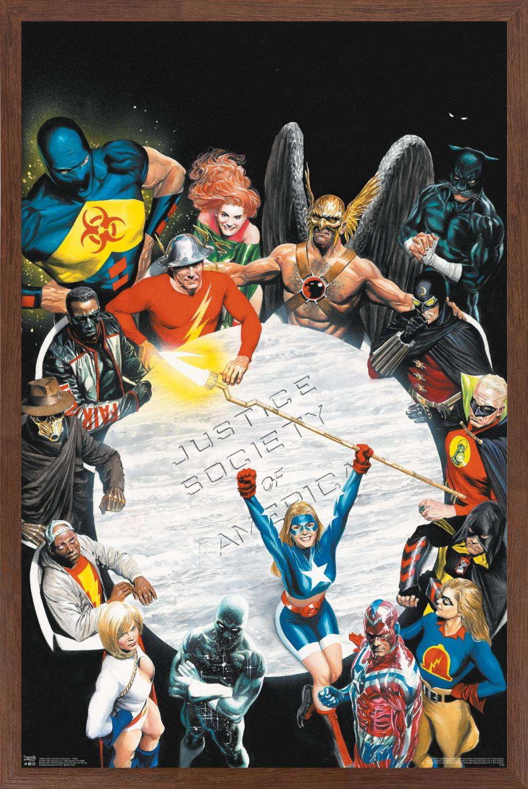 DC Comics - The Justice Society of America - Table Meeting Wall Poster, 14.725" x 22.375", Framed
