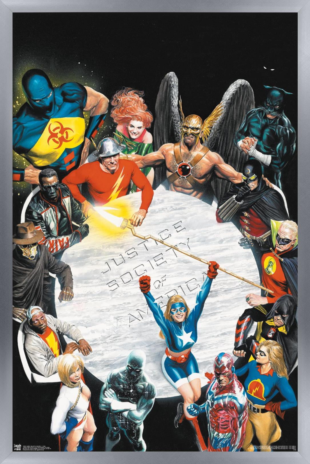 DC Comics - The Justice Society of America - Table Meeting Wall Poster, 22.375" x 34", Framed
