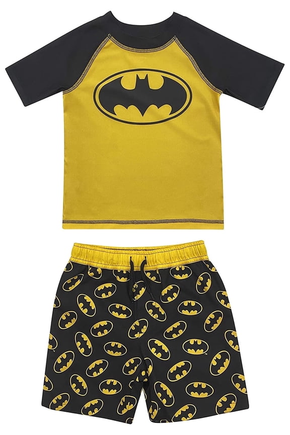 Toddler Boys' Batman Rash Guard and Swim Trunks Set