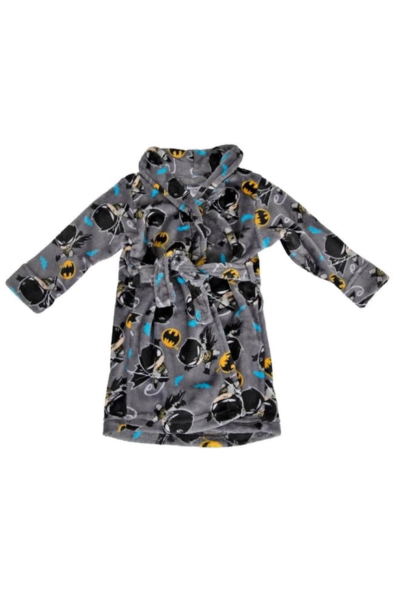 Komar Kids Boys DC Comics Chibi Batman Icons Plush Toddler Robe (2T)