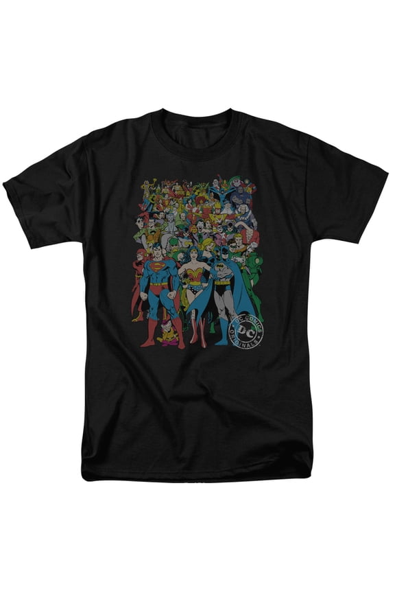 DC Comics Universe Classic Characters Gang Men's Short Sleeve T-Shirt, Universe Black