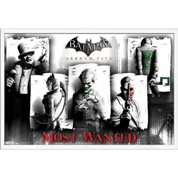 DC Comics Video Game - Arkham City - Most Wanted Wall Poster, 22.375" x 34", Framed
