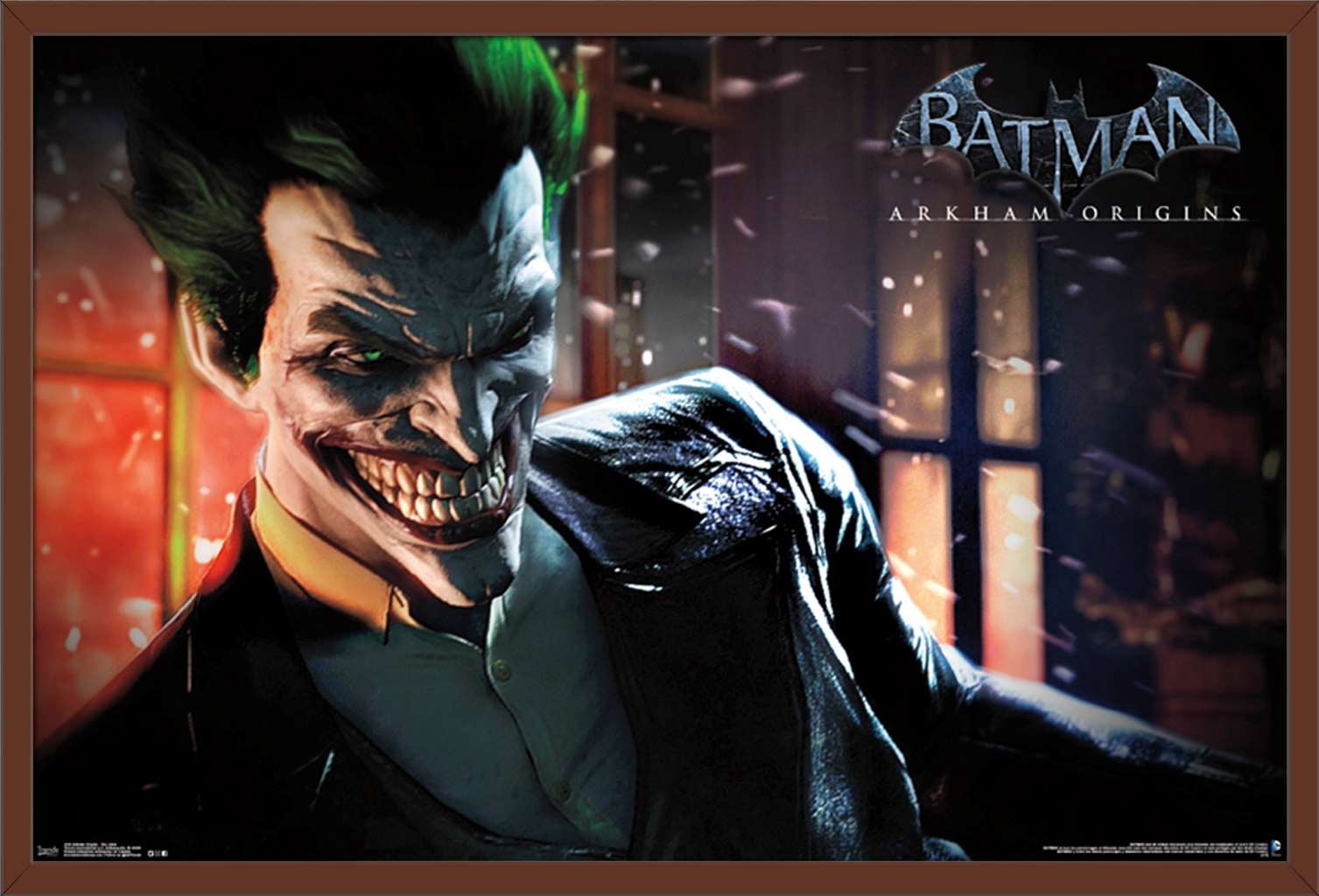 DC Comics Video Game - Arkham Origins - The Joker Wall Poster, 22.375" x 34", Framed
