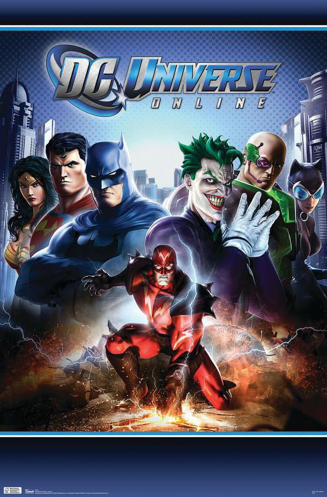 DC Comics Video Game - DC Universe Online - Key Art Wall Poster, 22.375" x 34", Framed