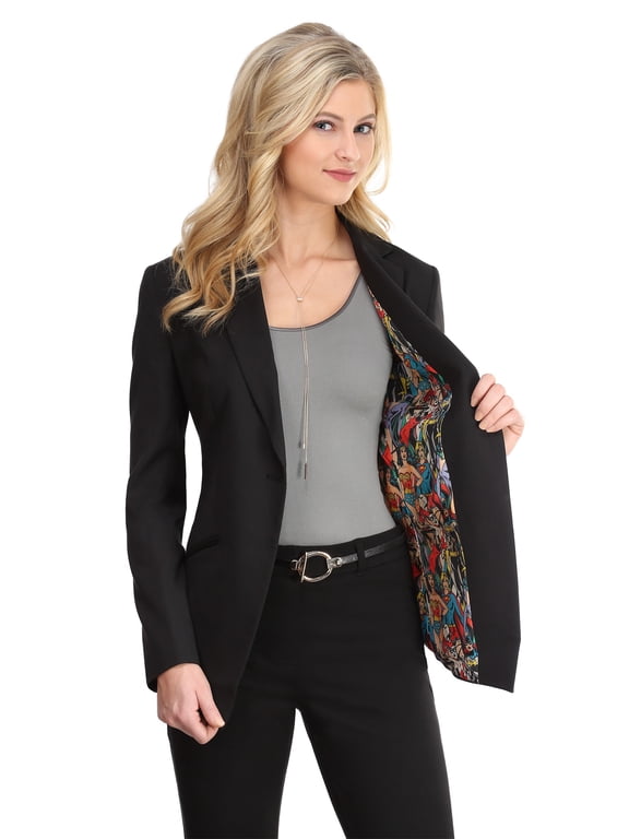 DC Comics Vintage Print Women's One-Button Blazer