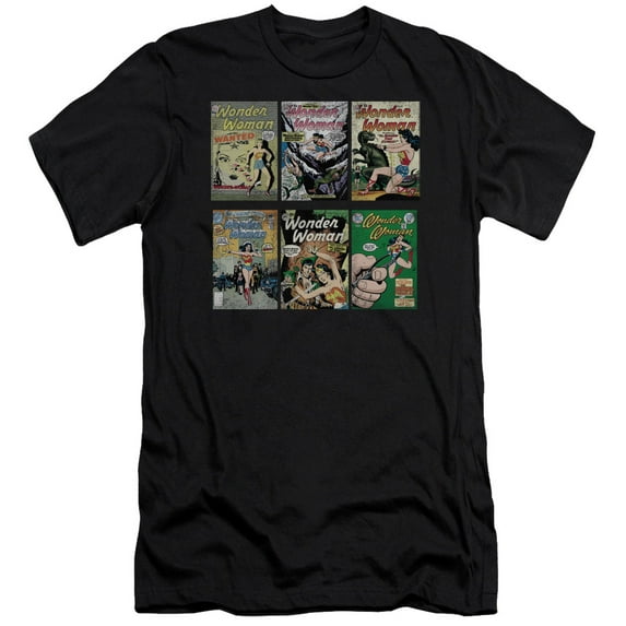 DC Comics WW Covers Premium Canvas Adult Slim Fit 30/1 T-Shirt Black