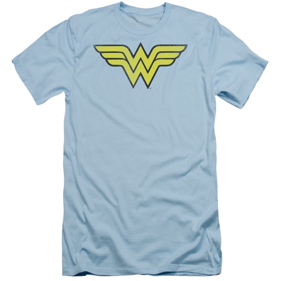 DC Comics WW Logo Distressed S/S Adult 30/1 T-Shirt Light Blue