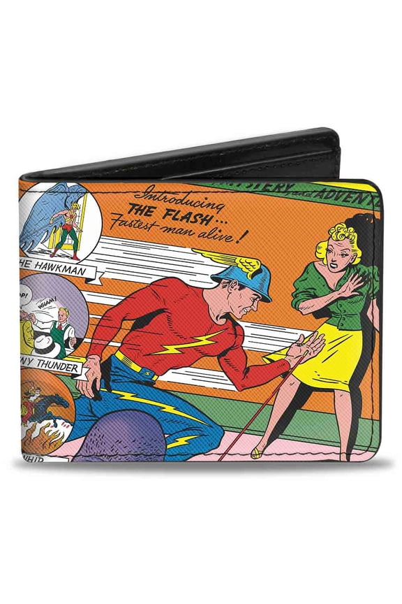 DC Comics Wallet, Bifold, Classic Flash Comics Issue 1 Introducing Flash Cover Pose, Vegan Leather