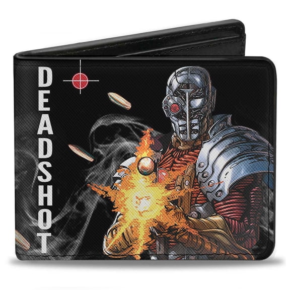 DC Comics Wallet, Bifold, Deadshot JLA Issue 7.1 Point And Shoot Cover Targets Bullets, Vegan Leather