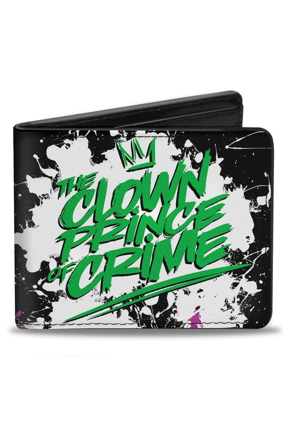 DC Comics Wallet, Bifold, Joker The Clown Prince of Crime Flower Squirting Pose Black, Vegan Leather