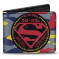 thumbnail image 1 of DC Comics Wallet, Bifold, Superman The Original Man of Steel Badge Camo Gray Red Yellow, Vegan Leather, 1 of 5