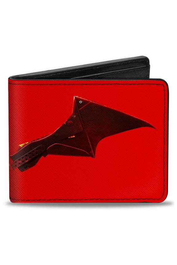 DC Comics Wallet, Bifold, The Batman Movie Bat Wings Weathered Red Black, Vegan Leather