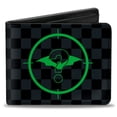 thumbnail image 1 of DC Comics Wallet, Bifold, The Batman Movie Batman and Riddler Target Logo Checker Gray, Vegan Leather, 1 of 3