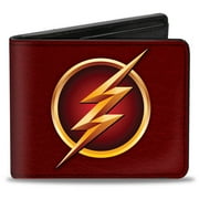 DC Comics Wallet, Bifold, The Flash Logo Burgundy Golds, Vegan Leather