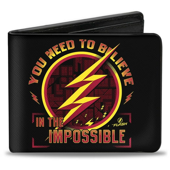 DC Comics Wallet, Bifold, The Flash Logo You Need to Believe In the Impossible, Vegan Leather