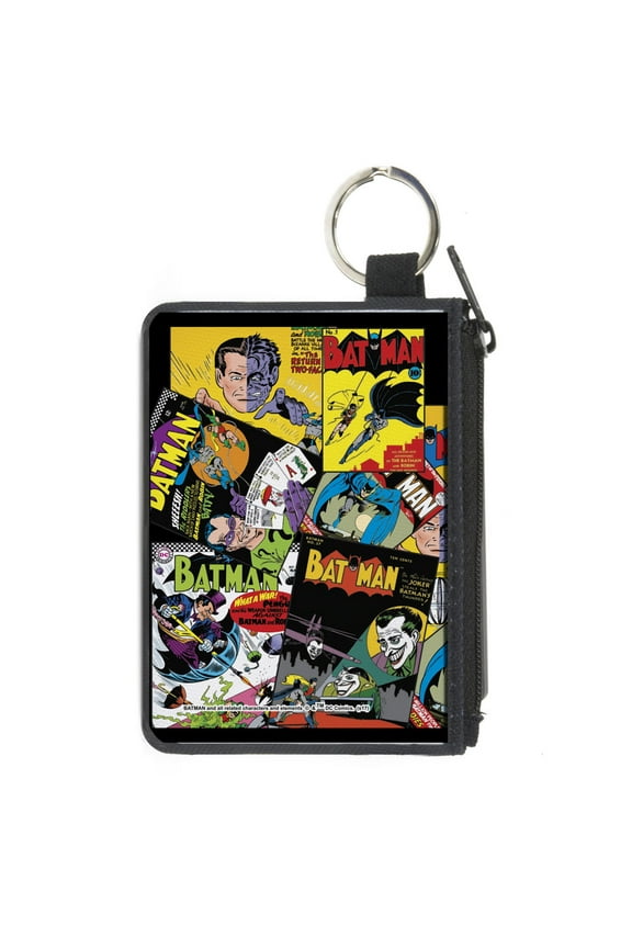 DC Comics Wallet, Coin Purse, Retro Batman Comic Book Covers Stacked, Canvas
