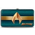 thumbnail image 1 of DC Comics Wallet, Hinged, Aquaman 2017 Icon Scales Stripe Blues Golds, Vegan Leather, 1 of 5