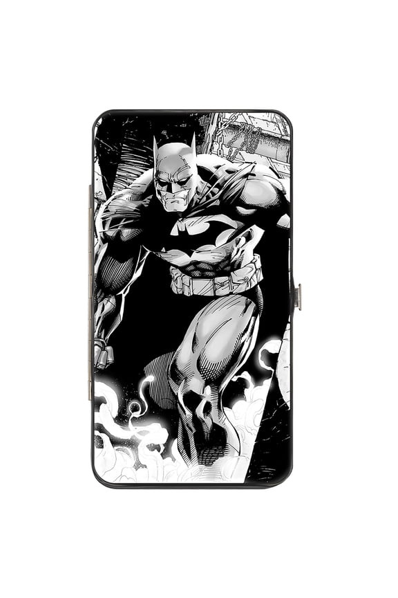 DC Comics Wallet, Hinged, Batman Jim Lee Hush Chain and Grappling Hook Pencils, Vegan Leather
