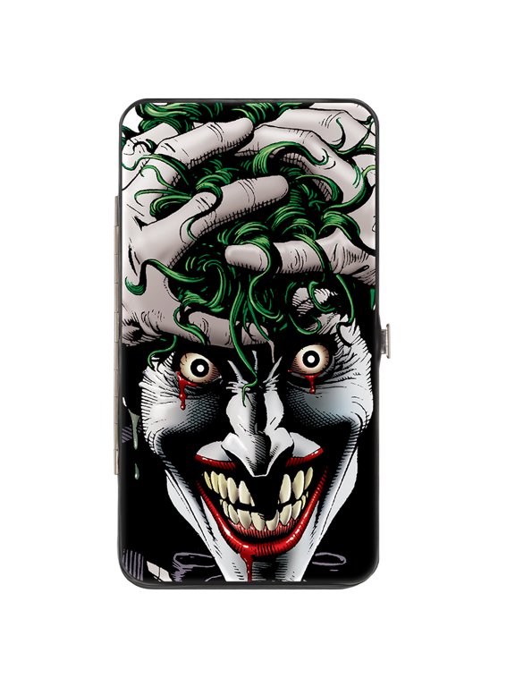 DC Comics Wallet, Hinged, Joker The Killing Joke Holding Head Pose Hahaha White Black, Vegan Leather