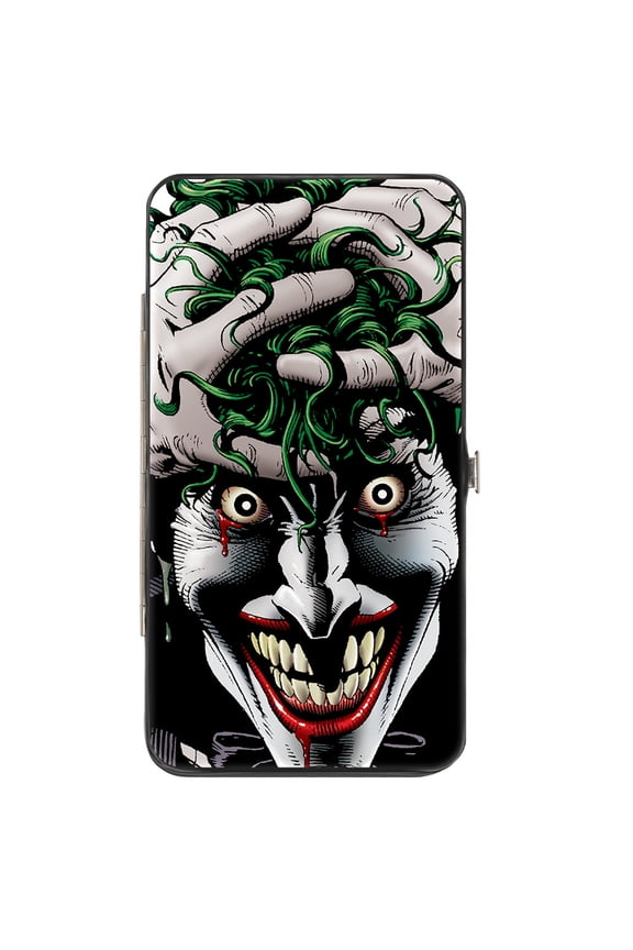 DC Comics Wallet, Hinged, Joker The Killing Joke Holding Head Pose Hahaha White Black, Vegan Leather