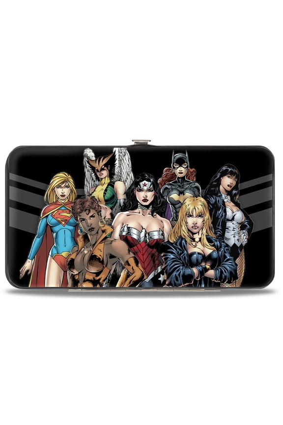 DC Comics Wallet, Hinged, Justice League Superhero Group Relax We Got This Stripe, Vegan Leather
