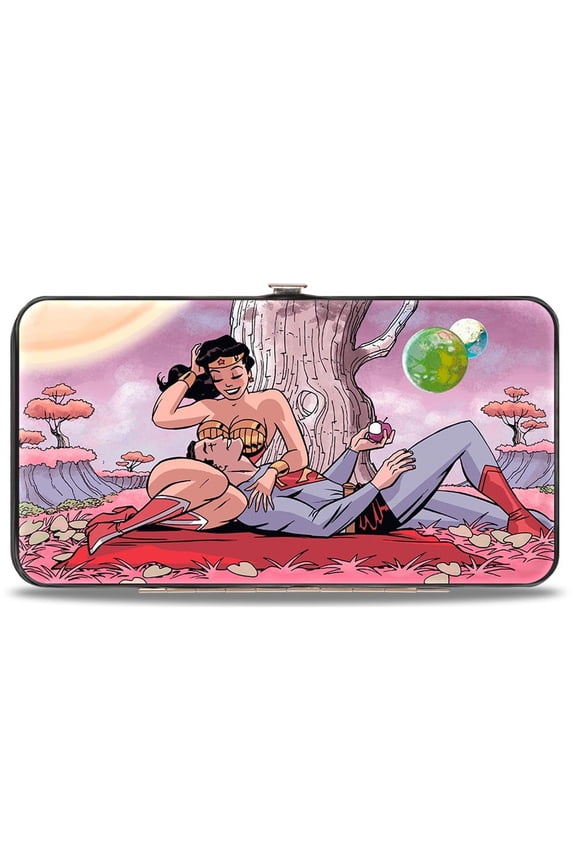 DC Comics Wallet, Hinged, Superman Wonder Woman Issue 14 Under Tree Variant Cover Pose, Vegan Leather