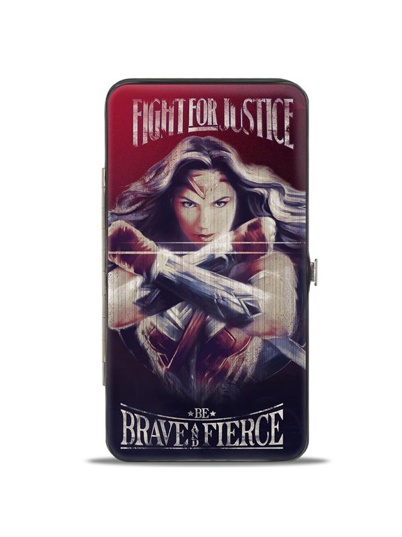 DC Comics Wallet, Hinged, Wonder Woman Pose Fight For Justice Be Brave And Fierce, Vegan Leather