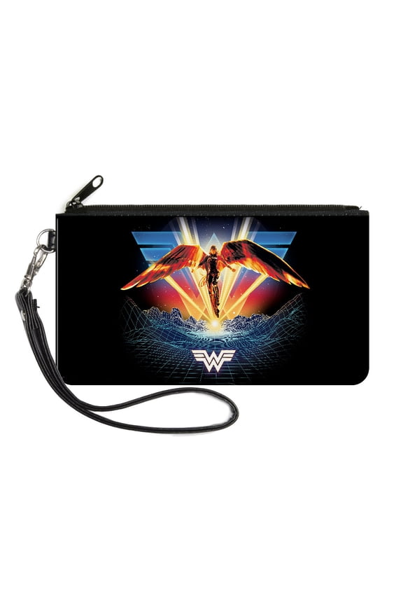 DC Comics Wallet, Zip Pouch, Wonder Woman 1984 Golden Armor Pose Logo Topography, Canvas