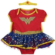 DC Comics Warner Bros. Wonder Woman Girl's Halloween Fancy-Dress Costume for Infant, with Tiara Headband including Cape 6-9 Months