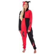 DC Comics Womens Classic Harley Quinn Jester One Piece Hooded Union Suit Kigurumi Pajama