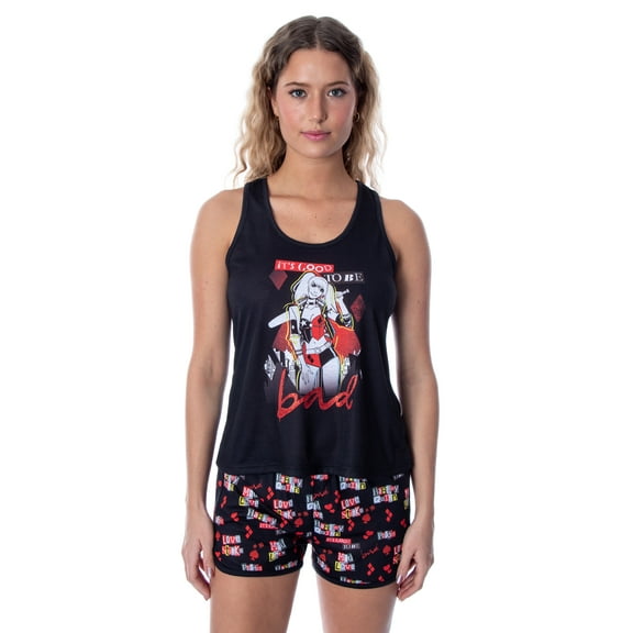 DC Comics Women's Harley Quinn Good To Bad Tank And Shorts Pajama Set