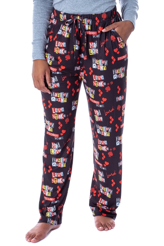 DC Comics Women's Harley Quinn Love Stinks Loungewear Pajama Pants