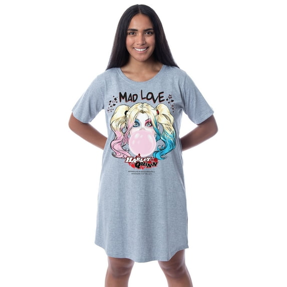 DC Comics Women's Harley Quinn Mad Love Nightgown Sleep Pajama Shirt