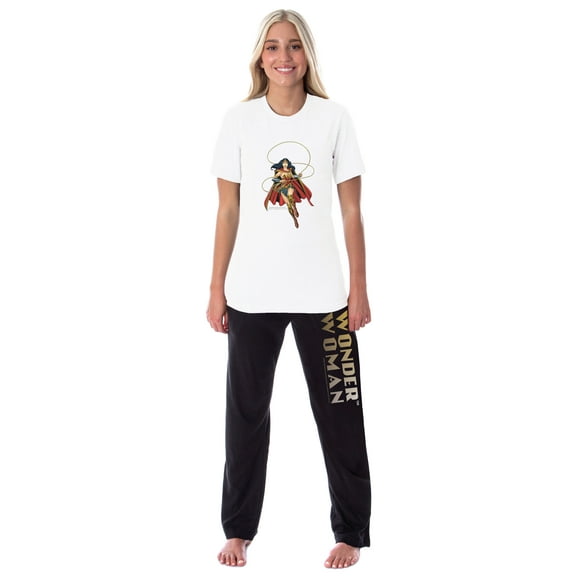 DC Comics Women's Wonder Woman Classic Logo Sleep Pajama Set Top Bottoms
