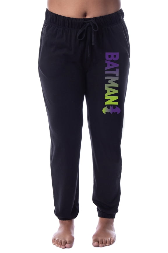 DC Comics Womens' Batman Bat Logo Ombre Sleep Jogger Pajama Pants