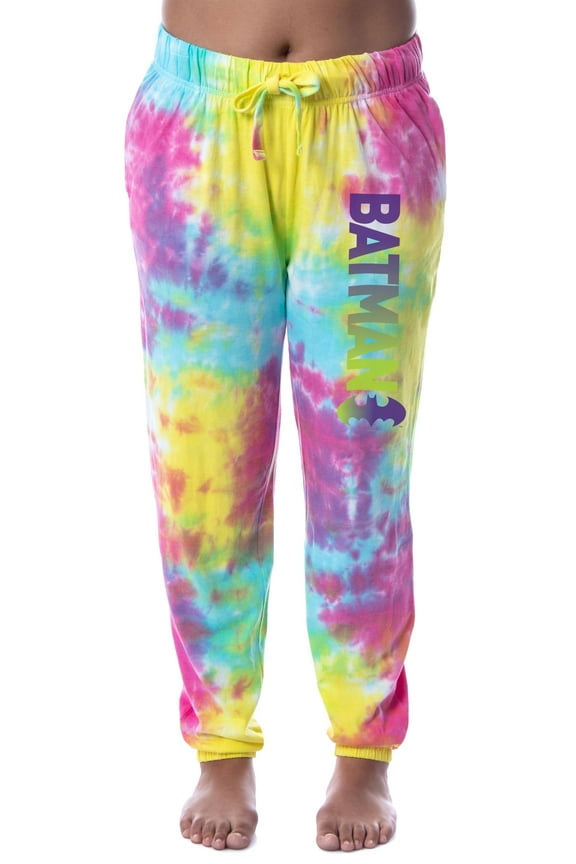 DC Comics Womens' Batman Bat Tie Dye Ombre Sleep Jogger Pajama Pants