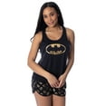 thumbnail image 1 of DC Comics Womens' Batman Gold Foil Classic Logo 2 Piece Racerback Tank Top Pajama Short Set, 1 of 7