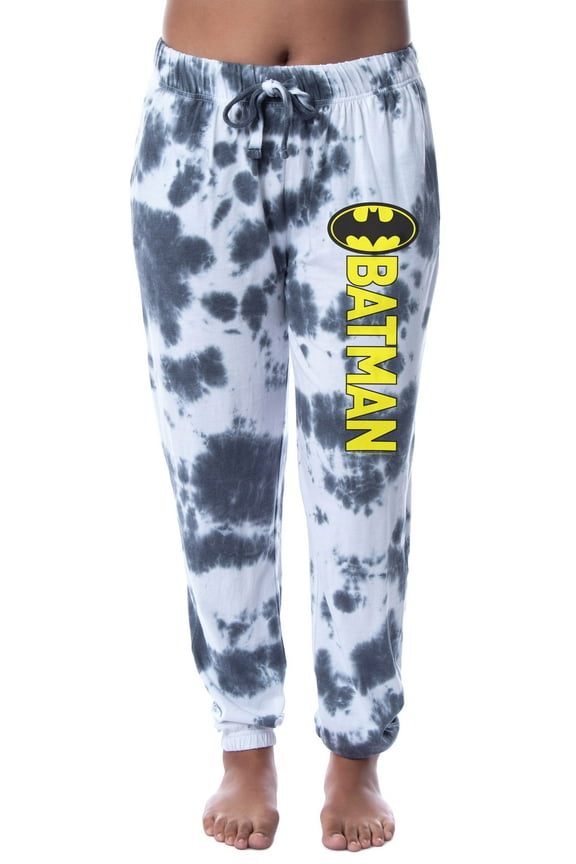 DC Comics Womens' Batman Granite Tie Dye Bat Logo Sleep Jogger Pajama Pants