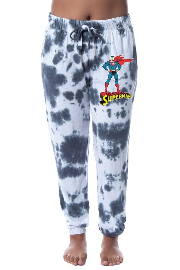 DC Comics Womens' Superman Logo Tie-Dye Jogger Sleep Pajama Pants
