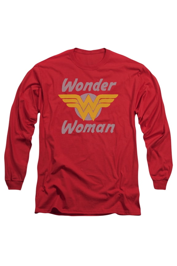 DC Comics Wonder Wings Long Sleeve Adult 18/1 T-Shirt Red
