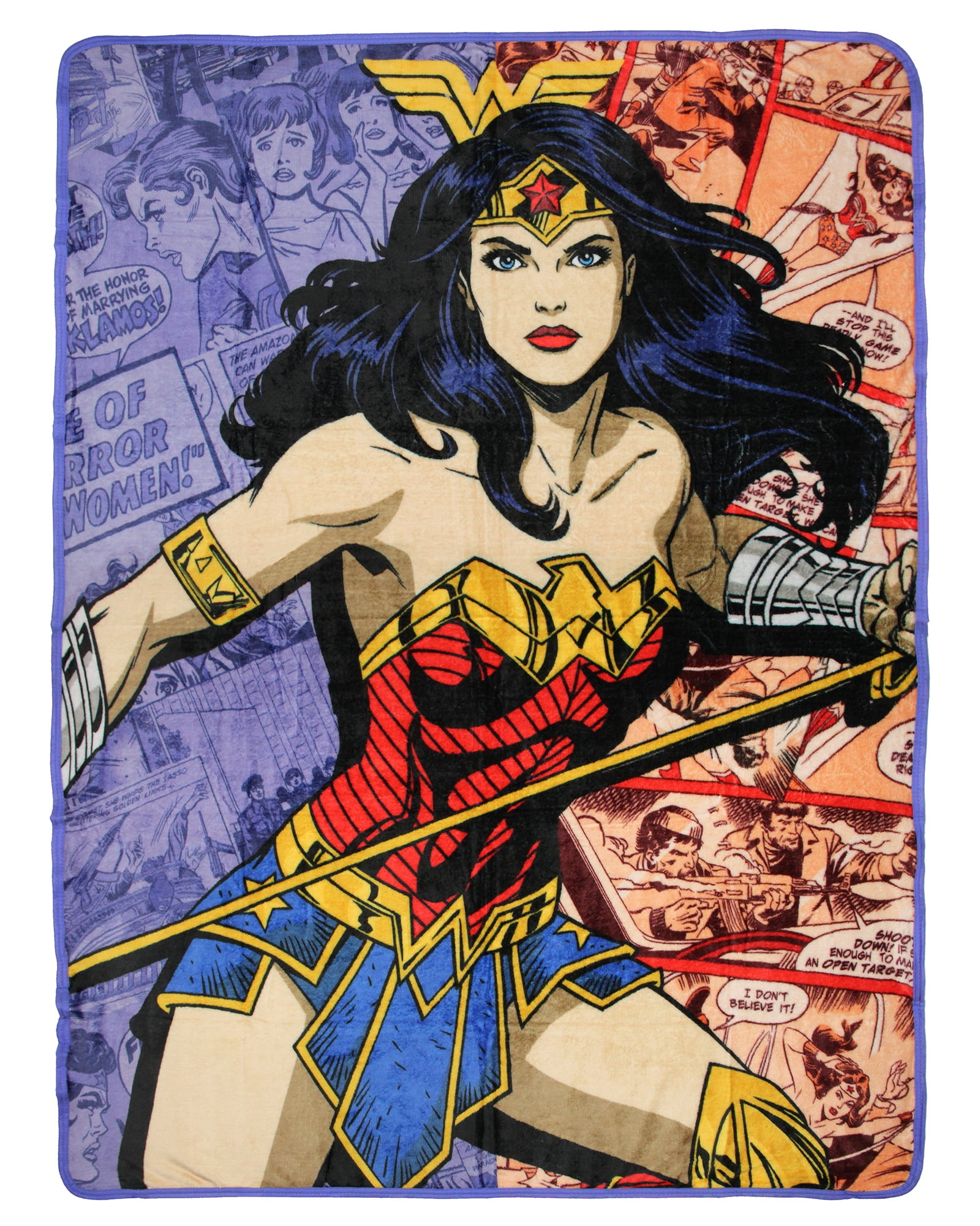 DC Comics Wonder Woman Action Comic Book Pages Throw Blanket 46