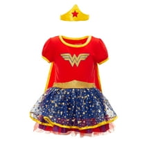 DC Comics Wonder Woman Girl's Halloween Fancy-Dress Costume for Toddler, with Gold Tiara Cape 3T