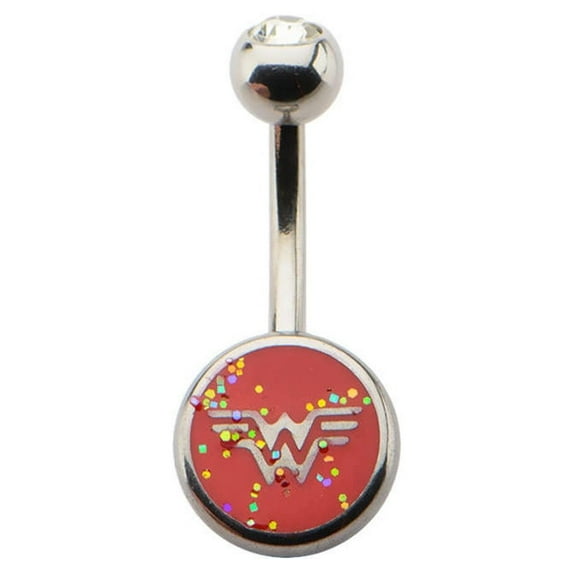 DC Comics Wonder Woman Glitter Logo Belly Button Ring