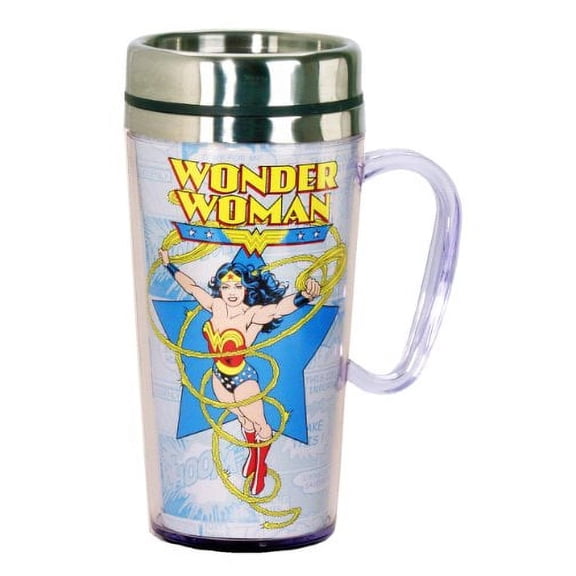 DC Comics Wonder Woman Insulated Travel Mug, Multi Colored