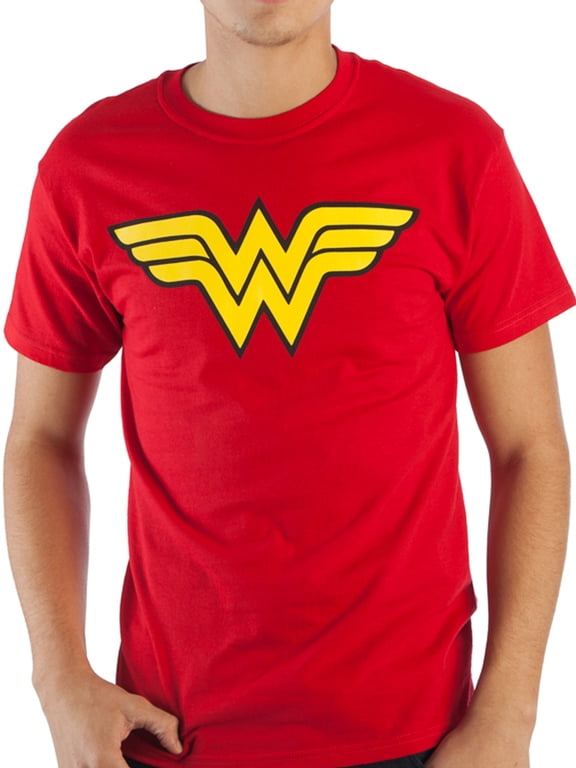 DC Comics Wonder Woman Logo Specialty Soft Hand Print Men's Red Tee T-Shirt Shirt-Small